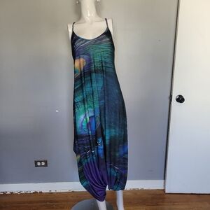 Lily By Firmiana Peacock Harem Jumpsuit, GUC, Size L